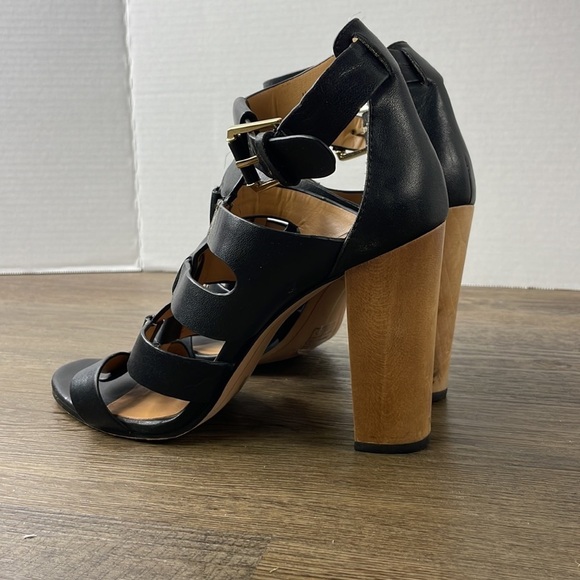 Dolce Vita Women’s Black and Tan Strappy Chunky Wood Heel Niro Sandal, size 7 - Picture 5 of 11